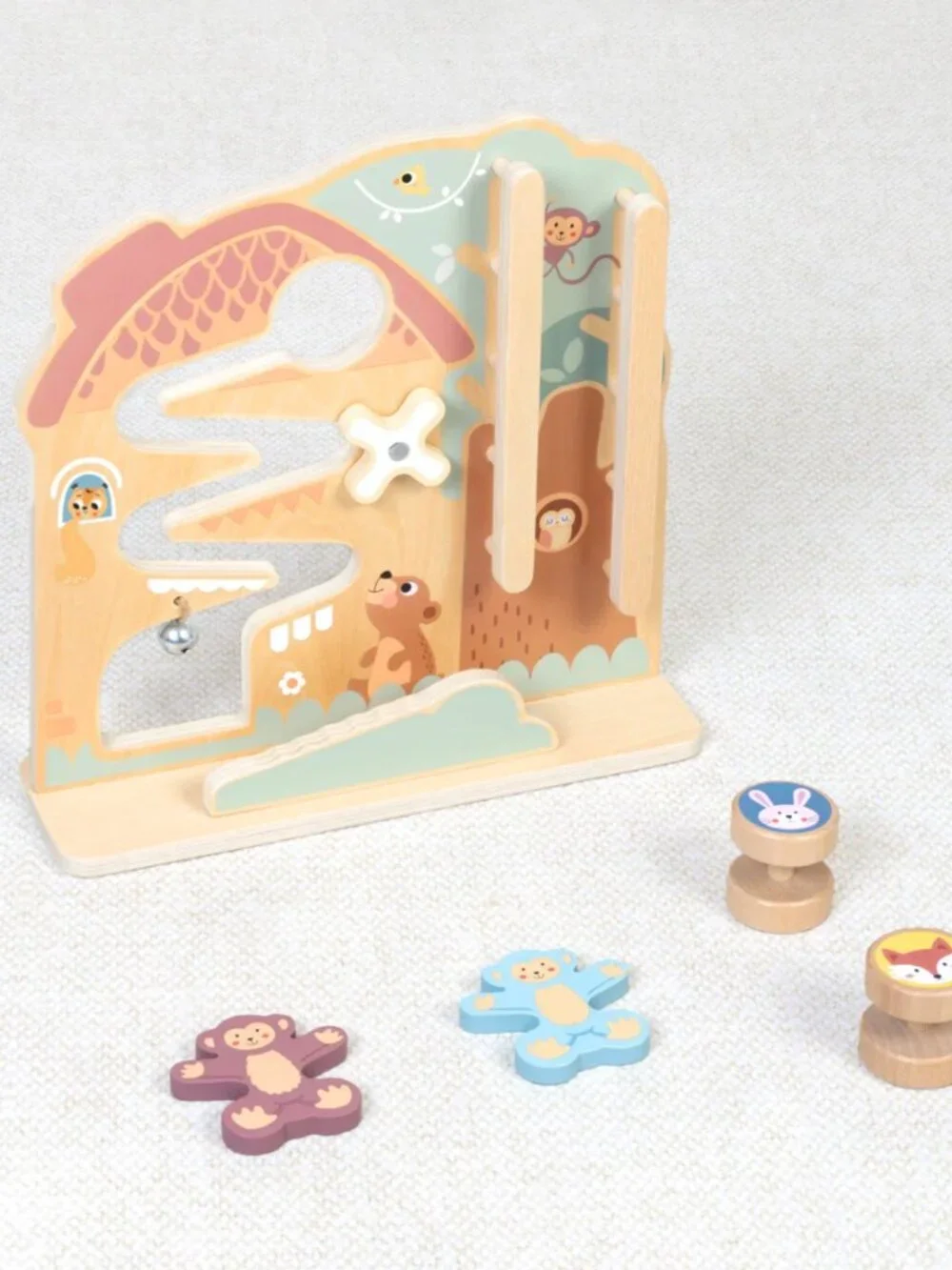 Tooky Toy 2-in-1 Wooden Activity Ball Track Maze Montessori Toddler Toy